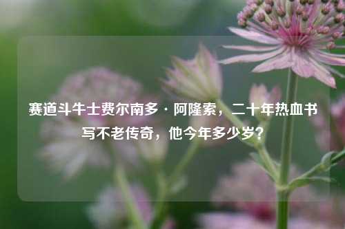 赛道斗牛士费尔南多·阿隆索，二十年热血书写不老传奇，他今年多少岁？