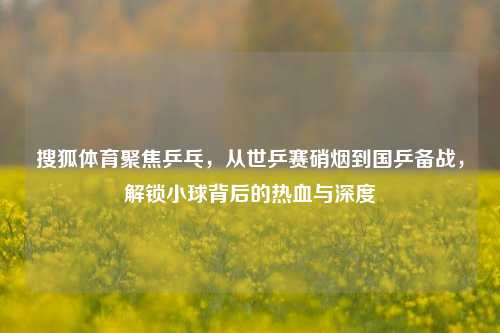 搜狐体育聚焦乒乓，从世乒赛硝烟到国乒备战，解锁小球背后的热血与深度