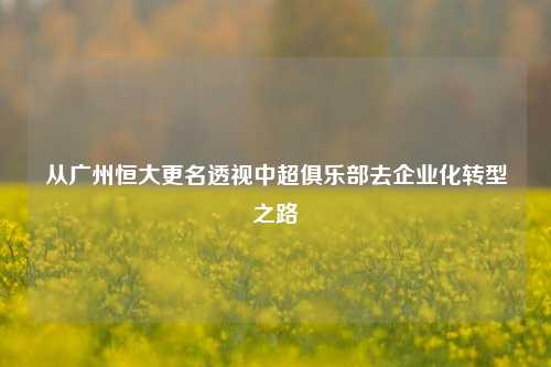 从广州恒大更名透视中超俱乐部去企业化转型之路