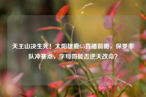 天王山决生死！太阳雄鹿G5直播前瞻，保罗率队冲赛点，字母哥能否逆天改命？