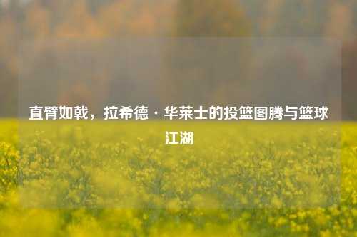 直臂如戟，拉希德·华莱士的投篮图腾与篮球江湖
