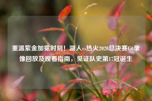 重温紫金加冕时刻！湖人vs热火2020总决赛G6录像回放及观看指南，见证队史第17冠诞生