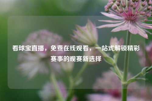 看球宝直播，免费在线观看，一站式解锁精彩赛事的观赛新选择