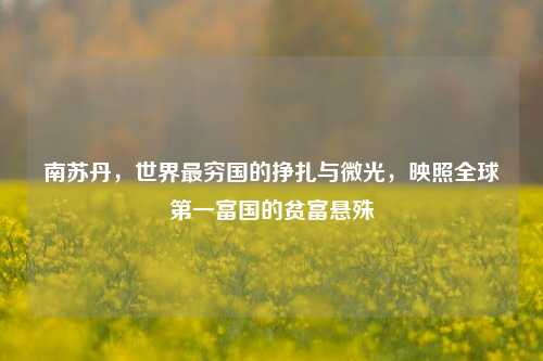 南苏丹，世界最穷国的挣扎与微光，映照全球第一富国的贫富悬殊