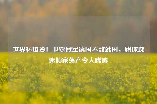 世界杯爆冷！卫冕冠军德国不敌韩国，赌球球迷倾家荡产令人唏嘘