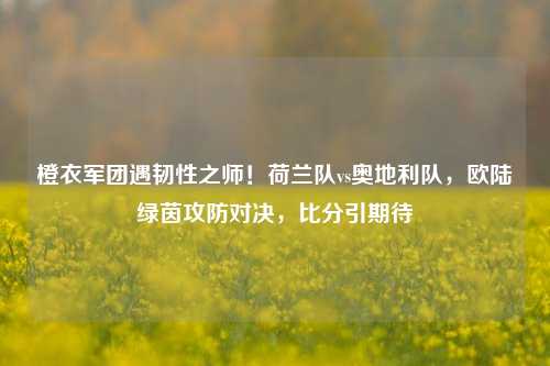 橙衣军团遇韧性之师！荷兰队vs奥地利队，欧陆绿茵攻防对决，比分引期待