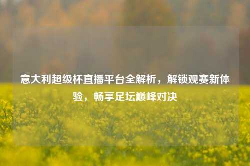 意大利超级杯直播平台全解析，解锁观赛新体验，畅享足坛巅峰对决