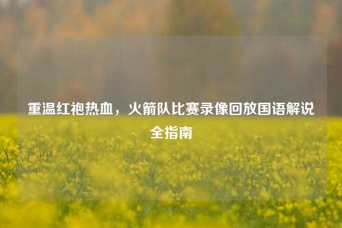 重温红袍热血，火箭队比赛录像回放国语解说全指南