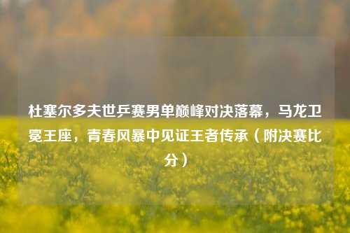 杜塞尔多夫世乒赛男单巅峰对决落幕，马龙卫冕王座，青春风暴中见证王者传承（附决赛比分）