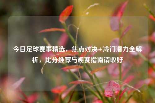 今日足球赛事精选,焦点对决+冷门潜力全解析,比分推荐与观赛指南请收好