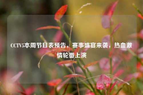 CCTV5本周节目表预告，赛事盛宴来袭，热血激情轮番上演