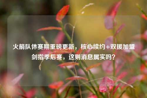 火箭队休赛期重磅更新,核心续约+双援加盟剑指季后赛,这则消息属实吗?