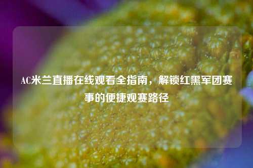 AC米兰直播在线观看全指南，解锁红黑军团赛事的便捷观赛路径