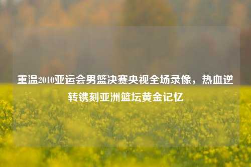 重温2010亚运会男篮决赛央视全场录像,热血逆转镌刻亚洲篮坛黄金记忆
