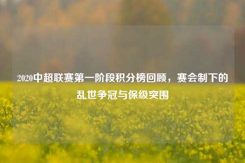 2020中超联赛第一阶段积分榜回顾,赛会制下的乱世争冠与保级突围