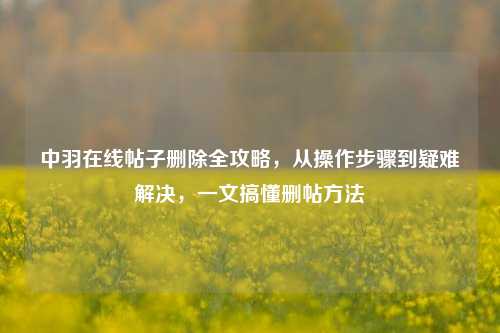 中羽在线帖子删除全攻略,从操作步骤到疑难解决,一文搞懂删帖方法