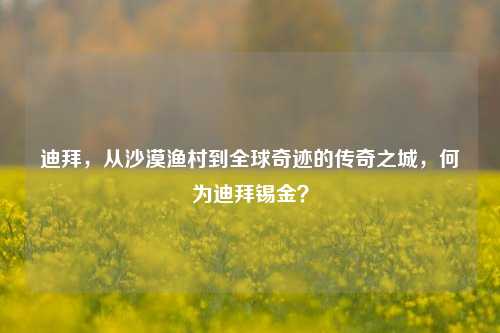 迪拜，从沙漠渔村到全球奇迹的传奇之城，何为迪拜锡金？