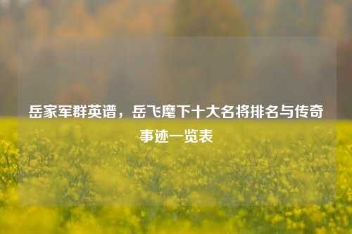 岳家军群英谱,岳飞麾下十大名将排名与传奇事迹一览表